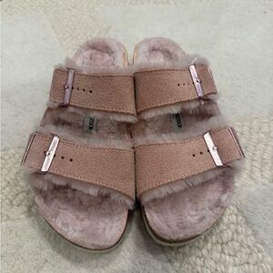 Blush Fuzzy Birkenstocks